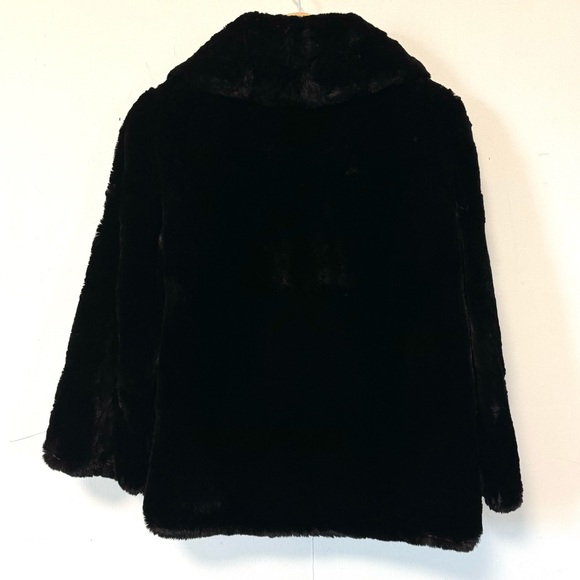 Vintage Real Fur Coat Black Beaver Muskrat Large Morris Furs Limited Mob Wife - Picture 5 of 12